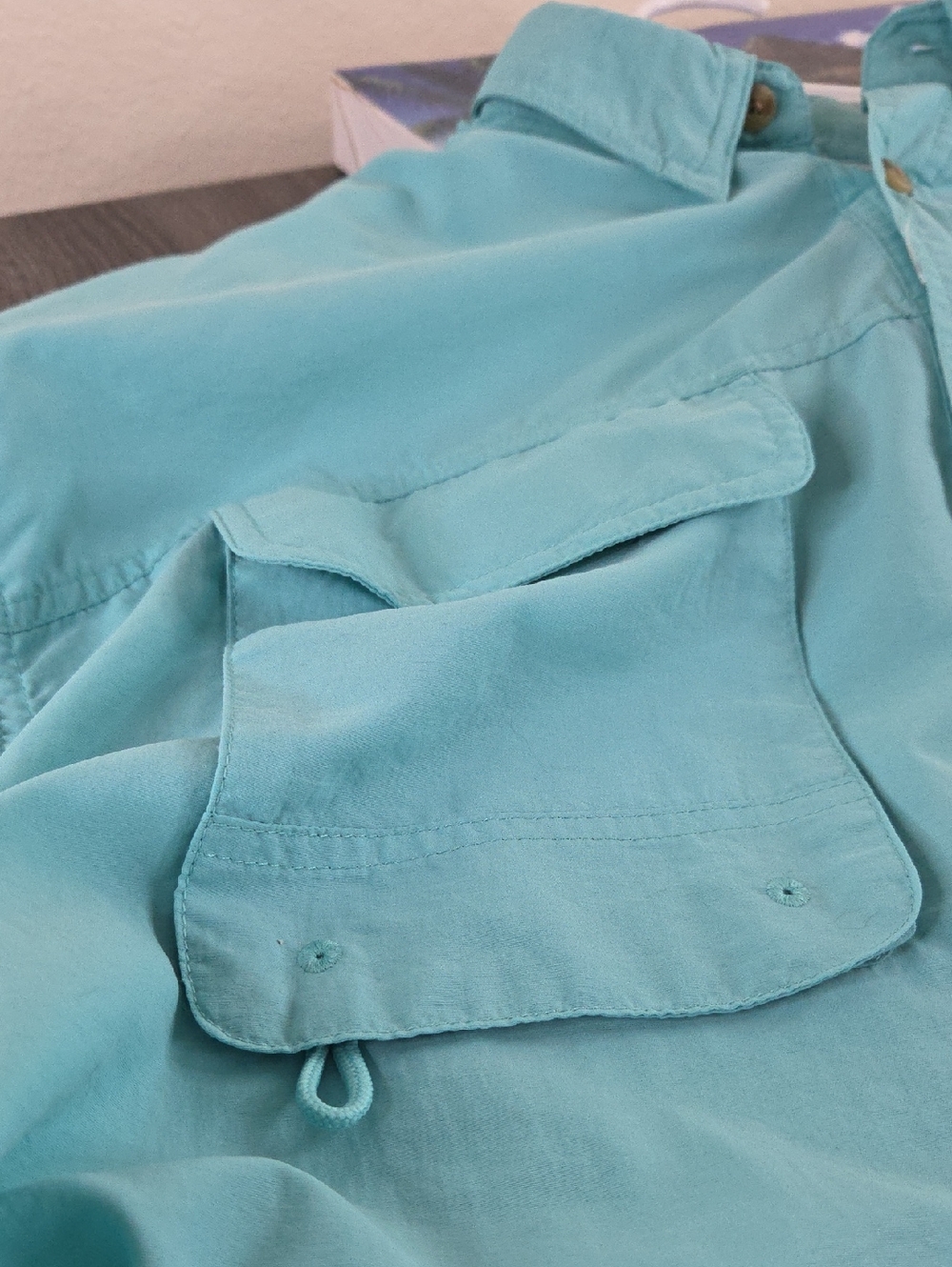 BIMINI BAY XXL Mens Fishing Shirt turquoise short-sleeve button-up shirt UPF 35 - Picture 8 of 16